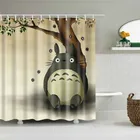 Занавеска для душа с рисунком медведя из аниме Totoro, забавная Водонепроницаемая занавеска для ванной, экран макраме, домашний декор с подвесным кольцом