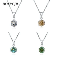 boeycjr 925 silver 0 5ct1ct2ct blue moissanite vvs engagement elegant wedding pendant necklace for women anniversary gift