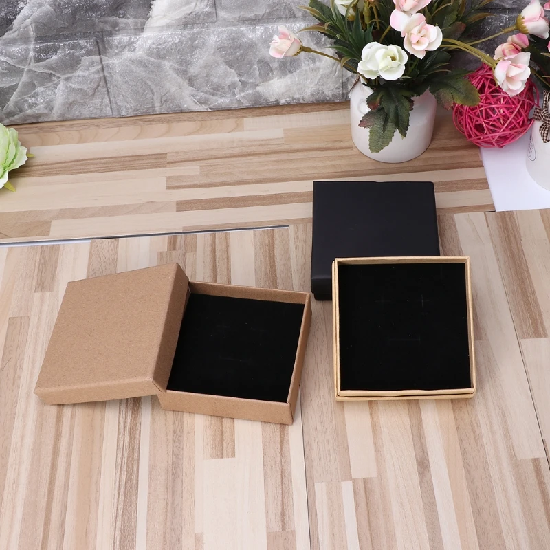 Подарочная коробка для украшений из крафт-бумаги съемная хлопковая подкладка