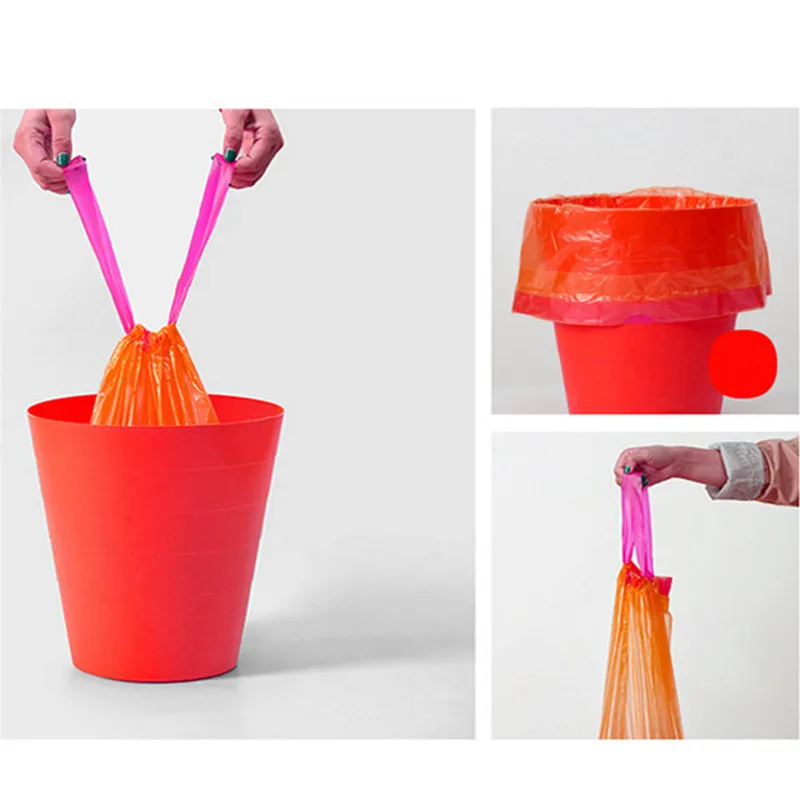 1 рулон 15 разноцветных мешков для мусора на завязках ванной комнаты спальни офиса