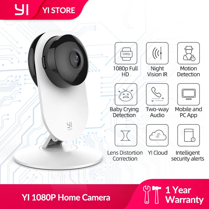 YI 1080p Home Camera Baby Crying Detection Cutting-edge Design Night Vision WIFI Wireless IP Security Surveillance System Global