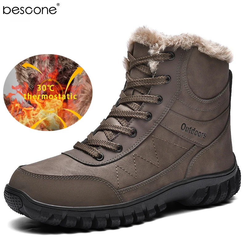 BESCONE/мужские зимние ботильоны водонепроницаемые повседневные короткие мужские
