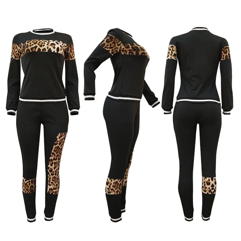 

Autumn Winter 2 Piece Set Women Leopard Women Suits Warm 2 Piece Set Tracksuit Women Pant Suit Outfits
