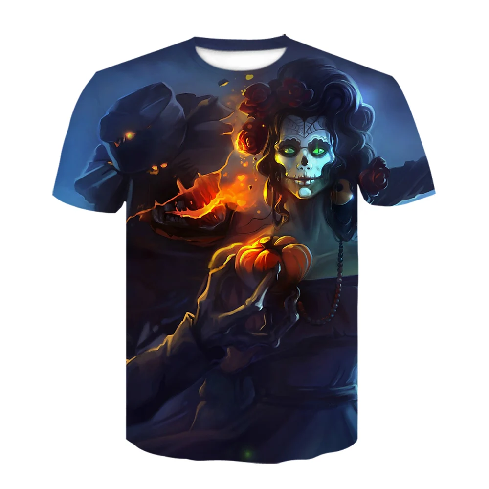Мужская футболка с черепом 3d на Хэллоуин принтом тыквы привидения косплей