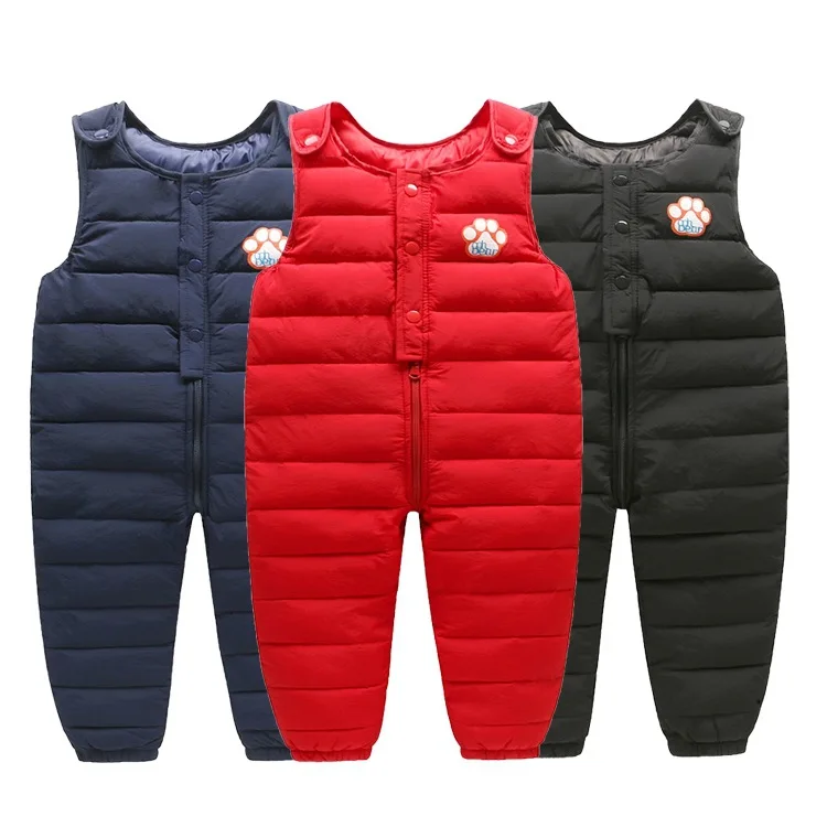 

Winter Casual Warm Kids Girls Thicken Rompers Kids Bib Pants for Down Pants Baby Boys Girls Thicken Zipper Overalls 12M-5T