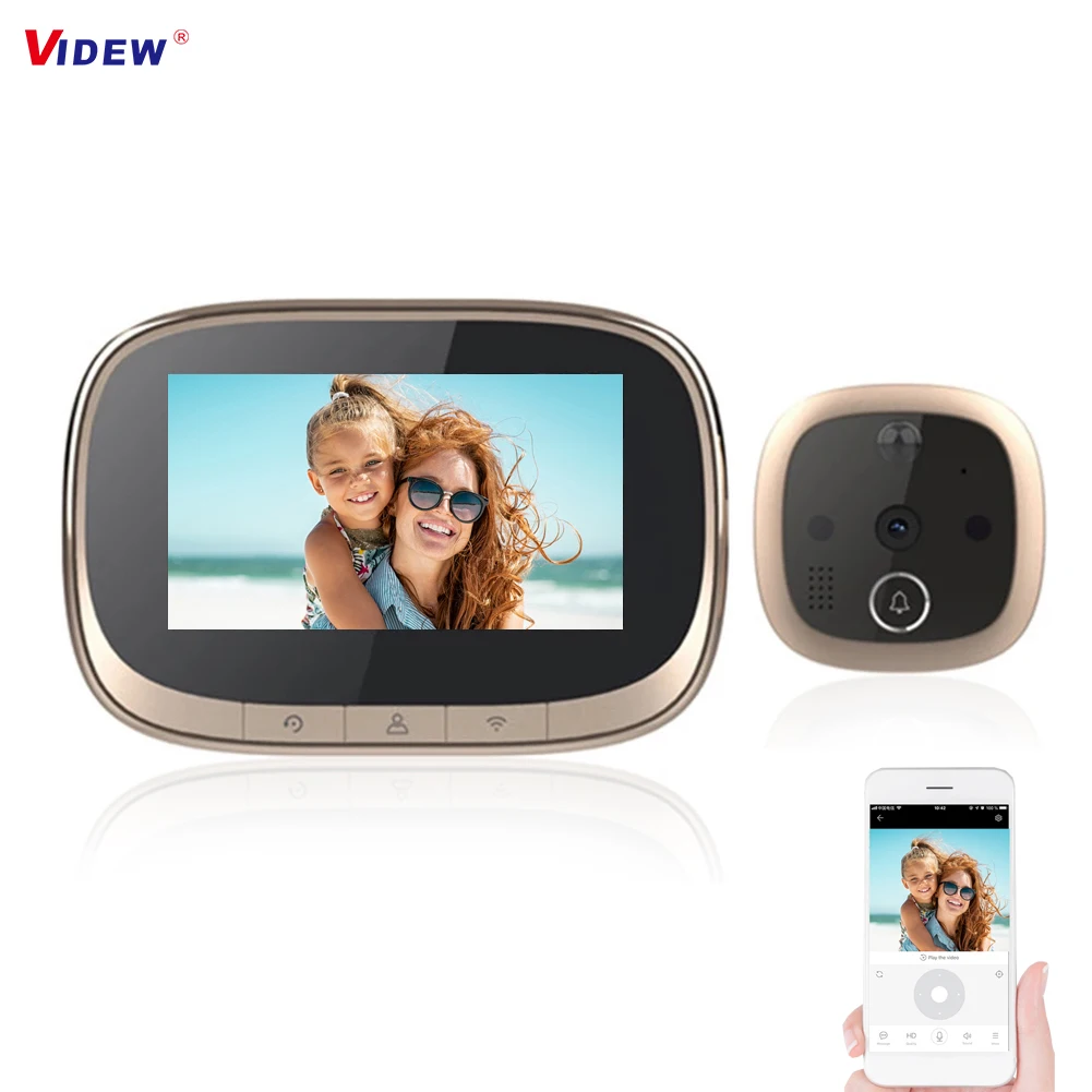 720P Video Doorbell 4.3 inch LCD Digital Camera Doorbell Home Security Night Vision Peephole Viewer
