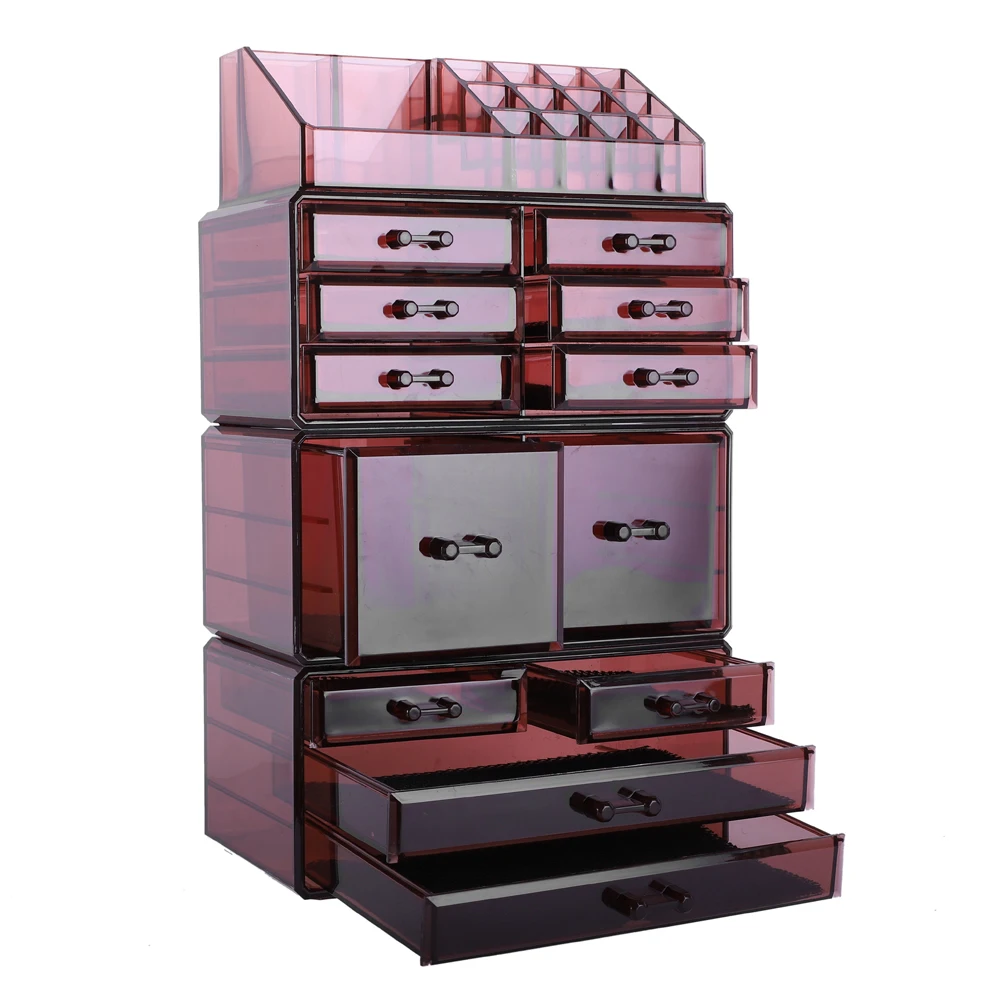 

4Pcs/Set Plastic Cosmetics Storage Rack Transparent Coffee