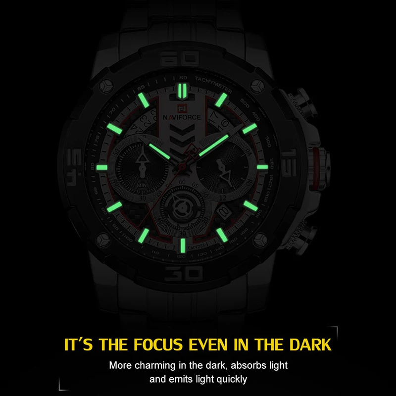 Часы наручные NAVIFORCE Мужские кварцевые из нержавеющей стали брендовые Роскошные