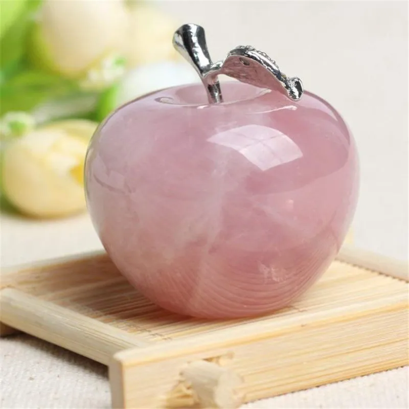 

Оптовая продажа, натуральный розовый кварц, ручная резка, кристалл яблоко 45 мм для рождественских подарков, 1 шт.