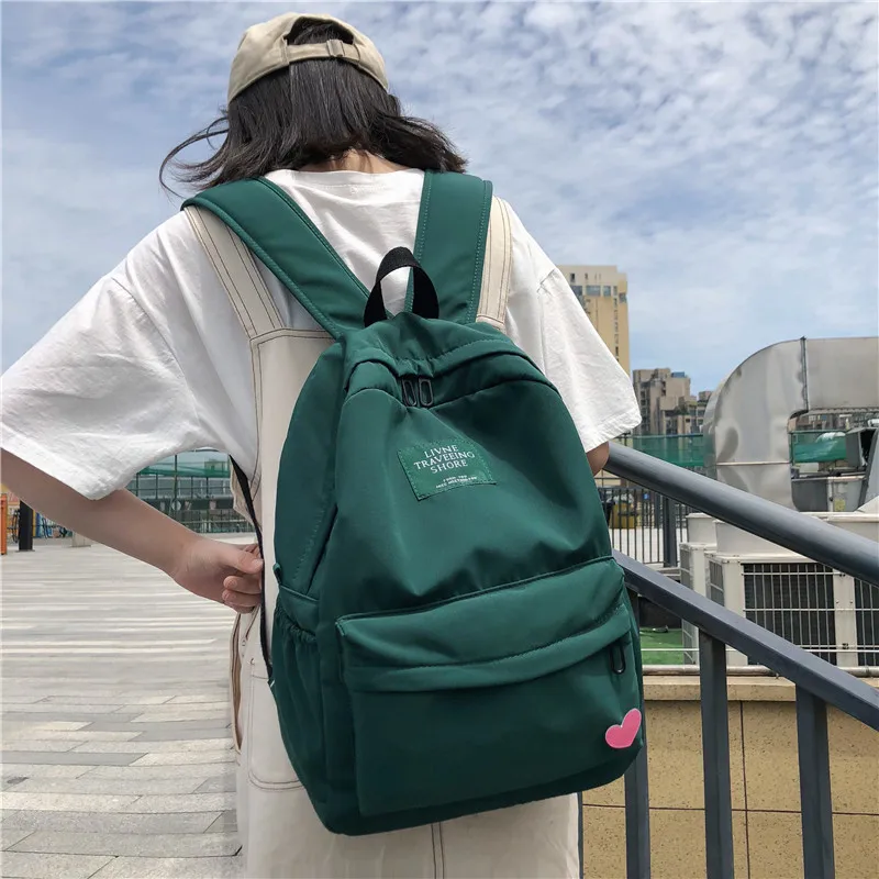 Модный рюкзак водонепроницаемый женский сумка на плечо однотонная школьная для