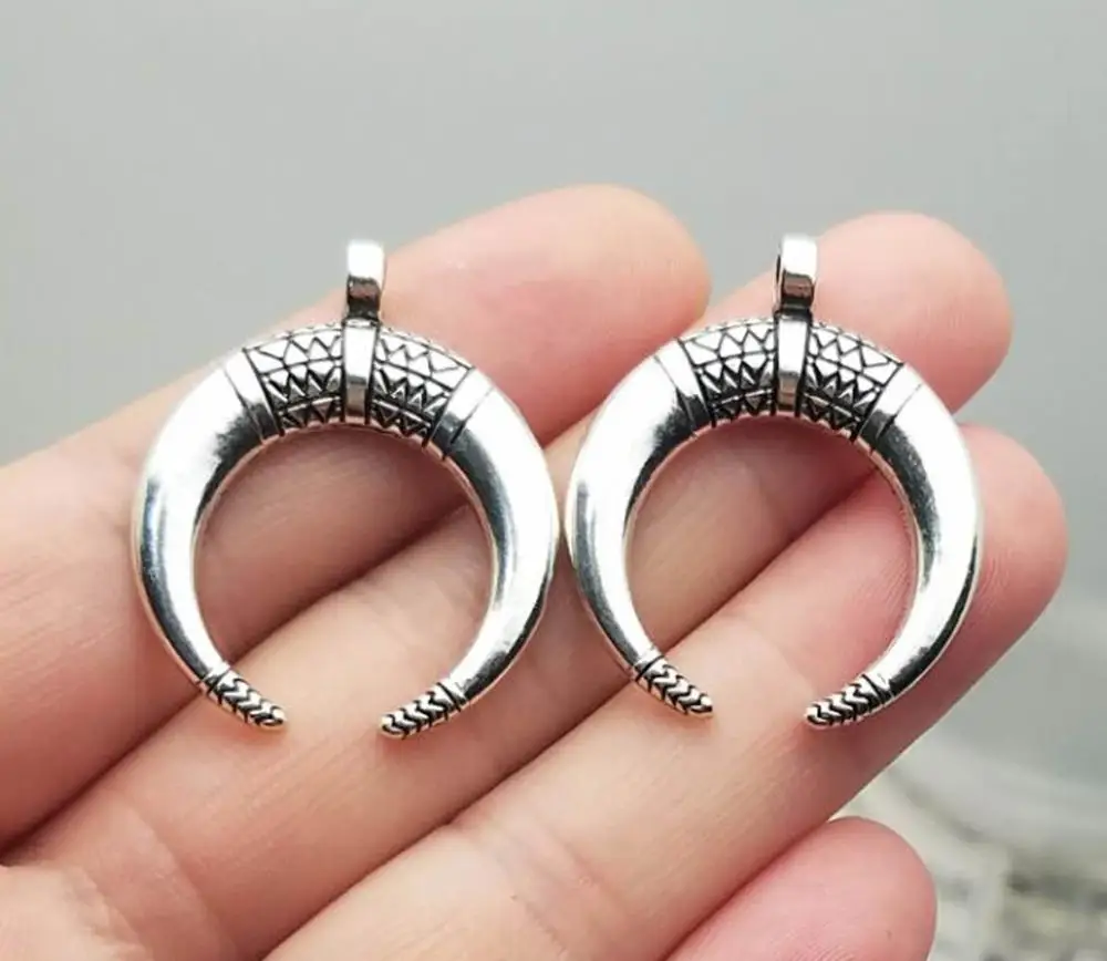 

8pcs/lot--27x34mm, moon chams, Antique silver plated ox Horn Shape charms,DIY supplies ,Jewelry accessories