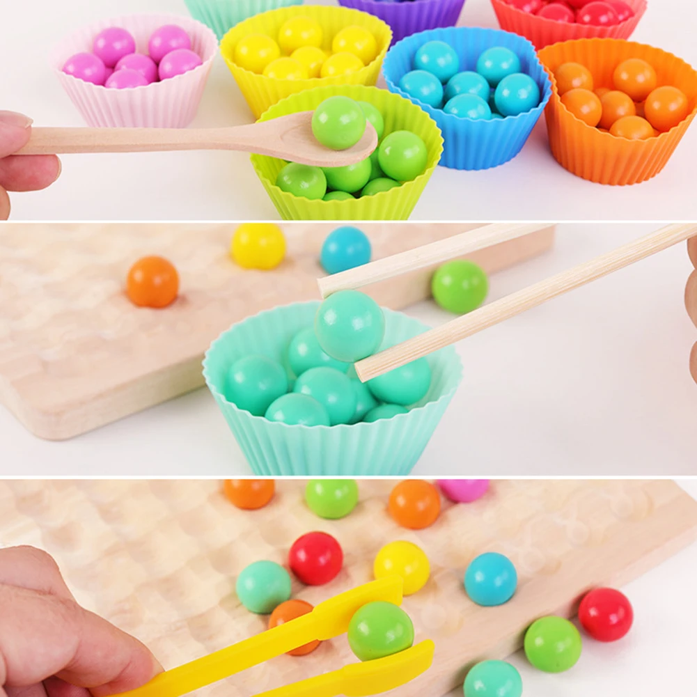 

Rainbow Wooden Clip Go Game Set Dot Bead Board Game Toy Rainbow Clip Bead Montessori Educational Toys for Kids Children Gifts