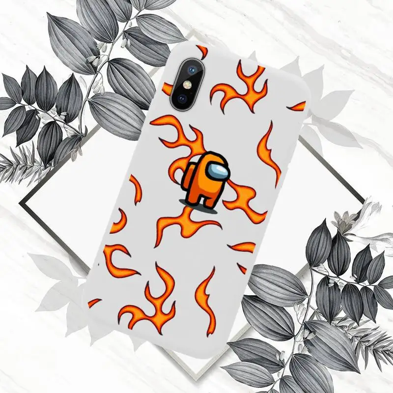 

cute cartoon game among us Phone Case White Candy Color for iPhone 11 12 mini pro XS MAX 8 7 6 6S Plus X SE 2020 XR