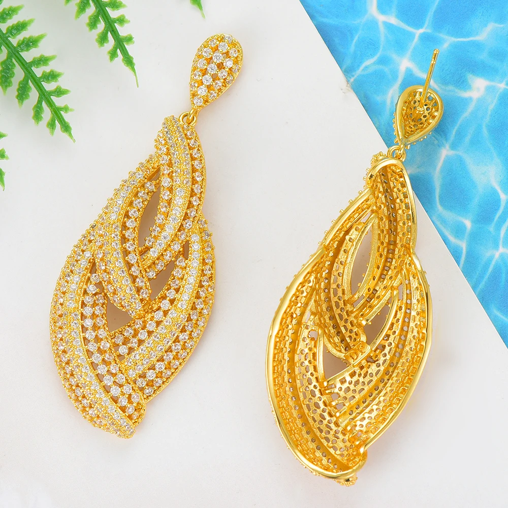 GODKI Jimbora Monaco Designer Luxury Twist Line Statement Long Earrings Nigerian Bridal Wedding Party Show Dangle | Украшения и