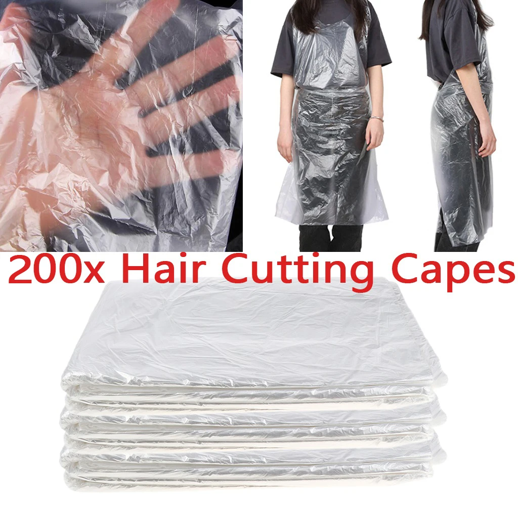 

200x Waterproof Salon Hair Cutting Capes Gown Barber Shop Aprons Cloth Clear