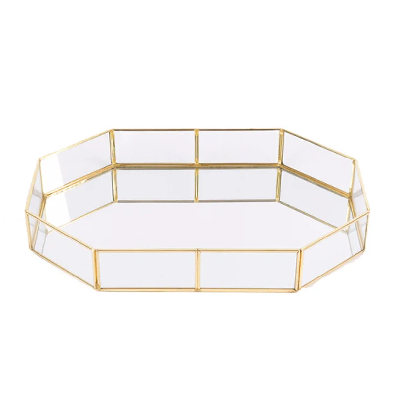 Северная Европа INS Стекло Ретро лоток для хранения Золотой многоугольник