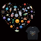 Наклейки на одежду с изображением космонавта, наклейки на одежду, нашивка на футболку в полоску, НЛО, космос, луна, нашивка, виниловая переводная печать