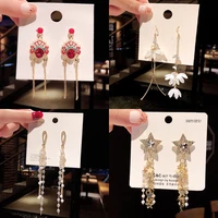 dongdamen earrings 925 silver korea needle earrings exaggerated pearl earrings women tassel long earrings