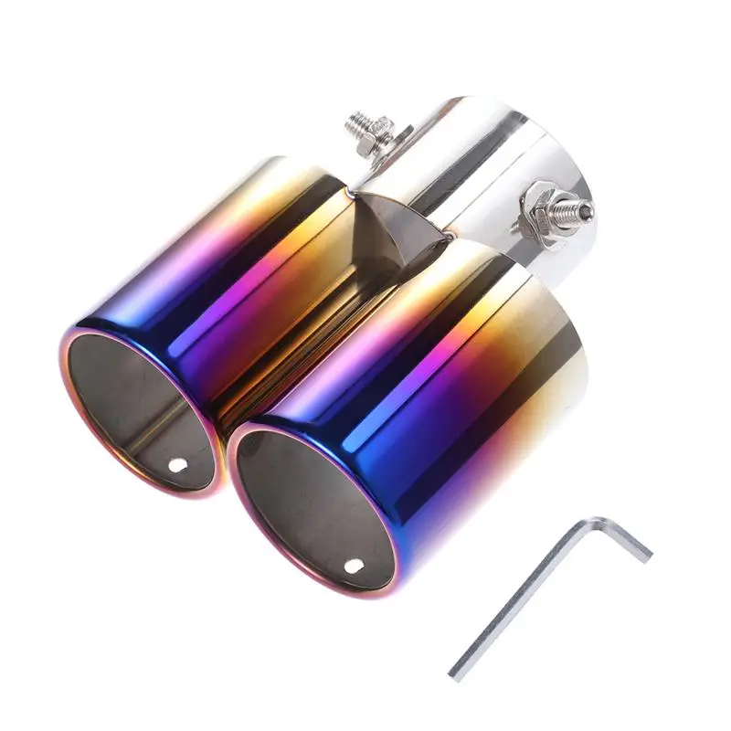 Цветной глушитель выхлопной трубы с двумя выходами из нержавеющей стали