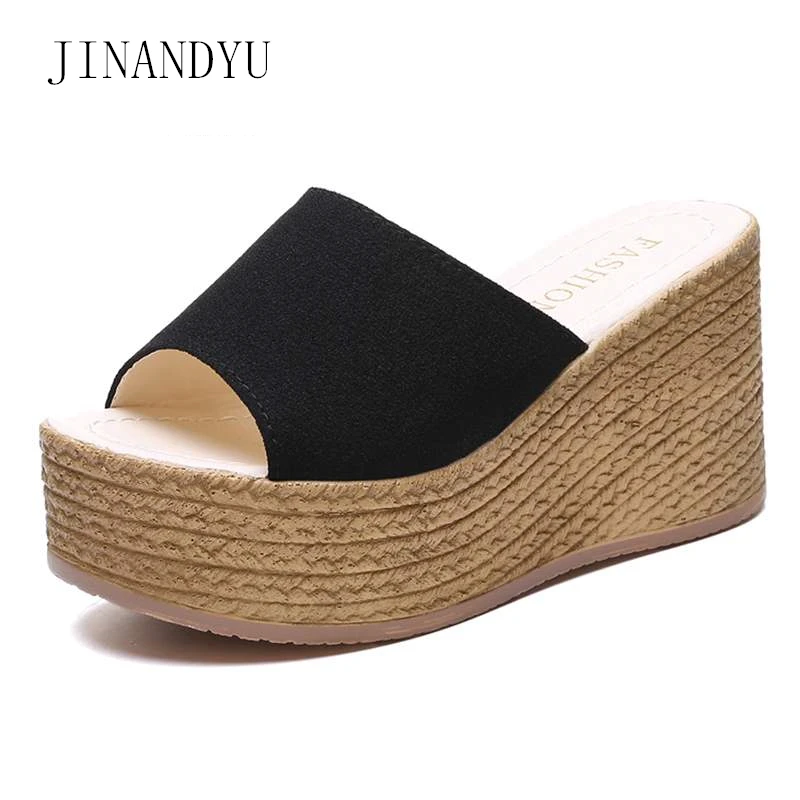 Шлепанцы на танкетке и платформе Женские летние шлепанцы Повседневные пляжные