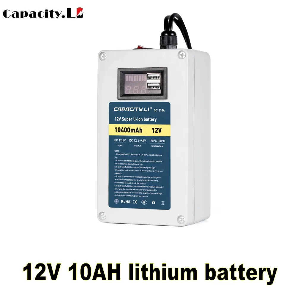 

12V 20ah Rechargeable Lithium-ion Battery Pack Portable Super Capacity 10ah 25ah li-ion 18650 cell with USB BMS free shipping