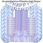 53 шт., товары для дня рождения Русалочки, одноразовая посуда, тарелка, соломинка для полотенец, наборы баннеров, детский день рождения украшения для вечеринок