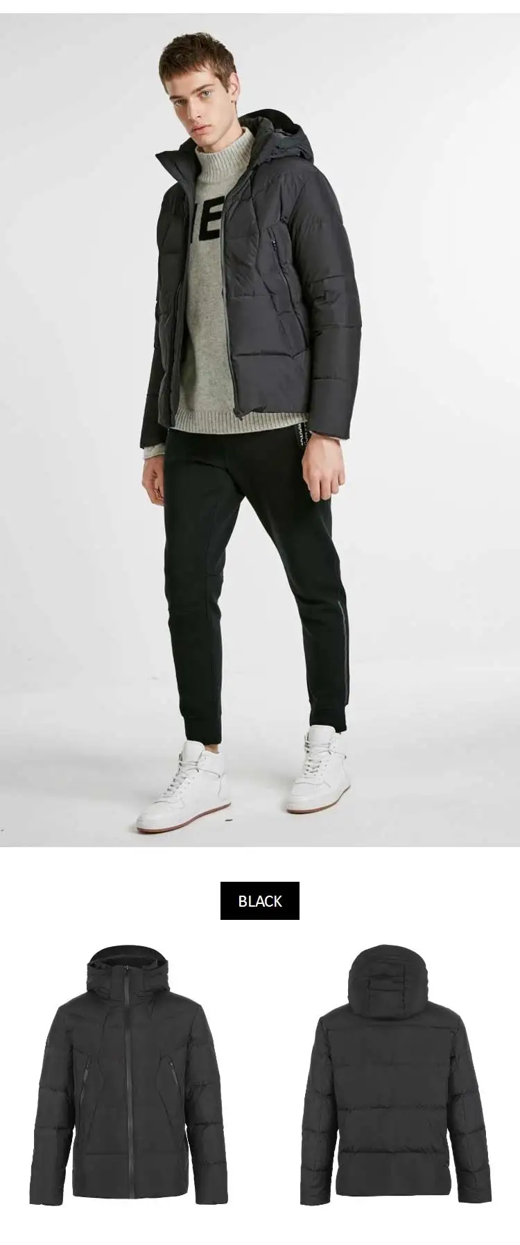JackJones зимняя мужская трендовая пуховая куртка с капюшоном Модная парка пальто мужская одежда 218412511