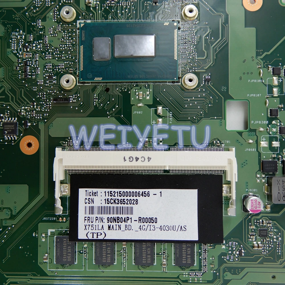 Материнская плата X751LA REV2.0 для ASUS X751L K751L K751LD R752L R752LD R752LN X751LD X751LN I3-4030CPU 4 Гб
