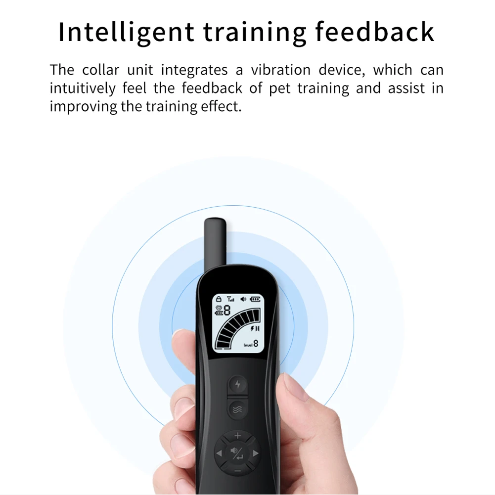 

Intelligent Dogs Training Pet Training Device Electric Shock Vibrations Waterproof Vibrations Dog Collar Three Color Backlight