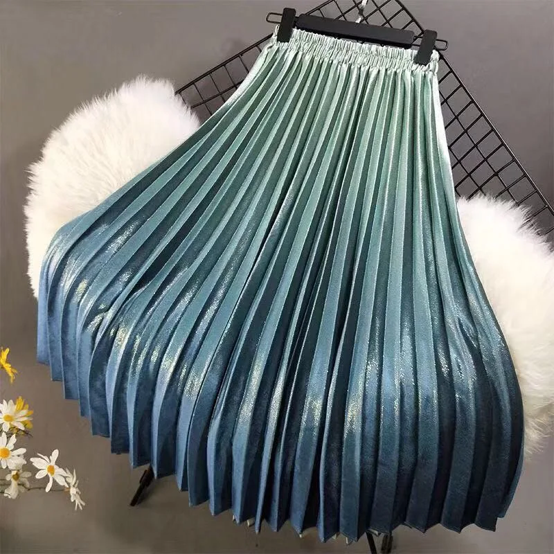 Pinkoz женская летняя плиссированная юбка тянущаяся высокая талия Женская длинная