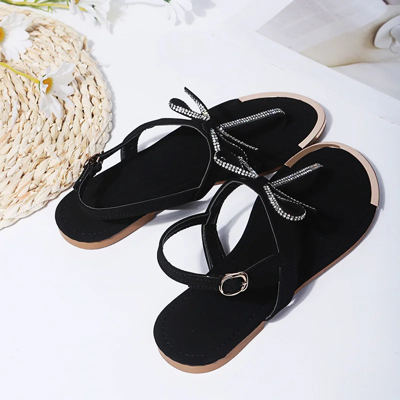 

Woman Sandals Flat Shoes Beach Shoe Clip Toe T-shaped Strap Women Summer Casual Fashion Slip On Bow-knot 2021 Comfortable New