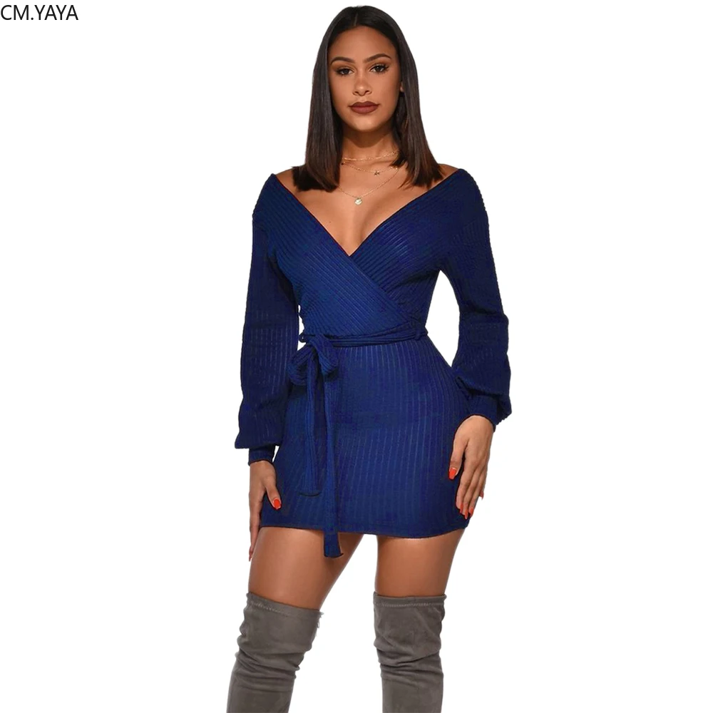 Новинка 2020 Женское зимнее мини платье одноцветное глубокий v-образный вырез