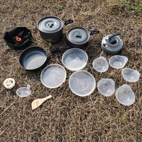 4 5 people outdoor portable teapot pot set camping picnic cookware bowl spoon 1 1l teapot outdoor camping cookware set