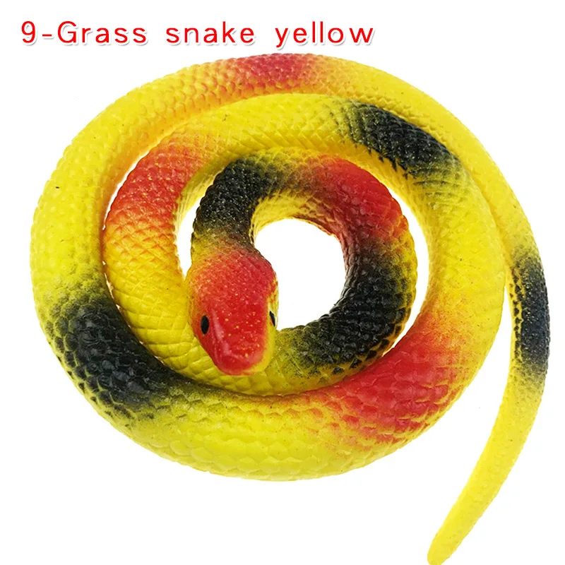 9-Grass snake yellow Моделирование мягкая резиновая игрушка "Змея" модель страшная поддельная змея хитрая пародия розыгрыш на Хэллоуин реквизит подарки Декор дети кляп шутки шалость игрушки - Цвет: 9-Grass snake yellow