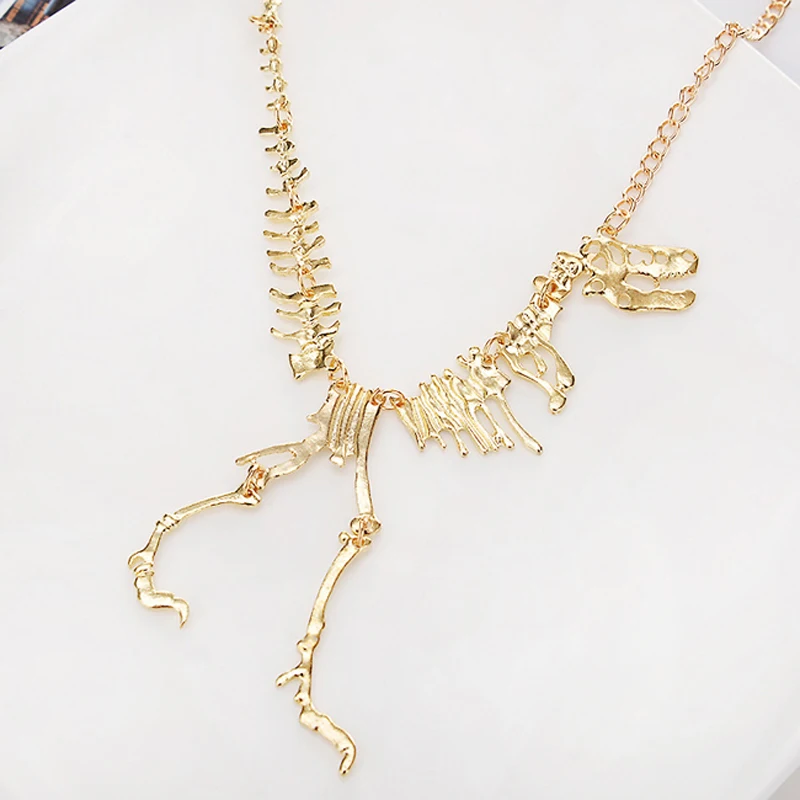 Сексуальное длинное ожерелье из сплава с косточками дракона серебряные