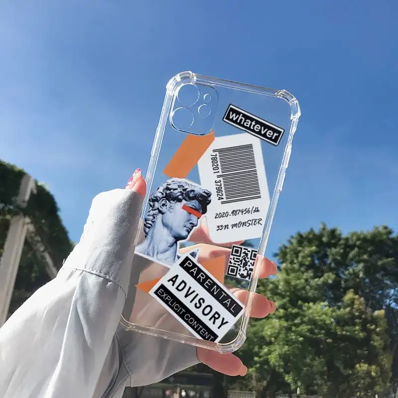 

Retro stitching sticker style Phone Case Transparent for Clear iPhone 11 12 8 7 6 6S XS MAX Plus X 5S SE 2020 XR mini pro