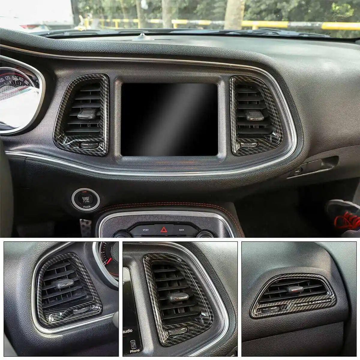 

4 шт. Крышка вентиляционного отверстия ABS, стильная отделка из углеродного волокна для кондиционера для Dodge Challenger 2015 2016 2017 2018 2019