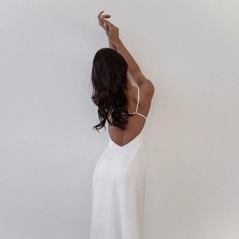 

Evening Club Party Gown Silky Sleeveless Black Long Dresses Sexy Backless Midi Dresses Women Elegant Spaghetti Strap Lady Dress