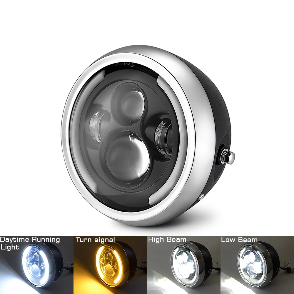 

Фара мотоциклетная светодиодная круглая дальнего и ближнего света, 7,5 дюйма, для Harley Sportster Cafe Racer Bobber Honda CB400