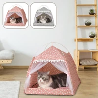cat nest semi enclosed cat tent pet hut shelter with screen door summer cat litter pet house new comfortable and breathable bed