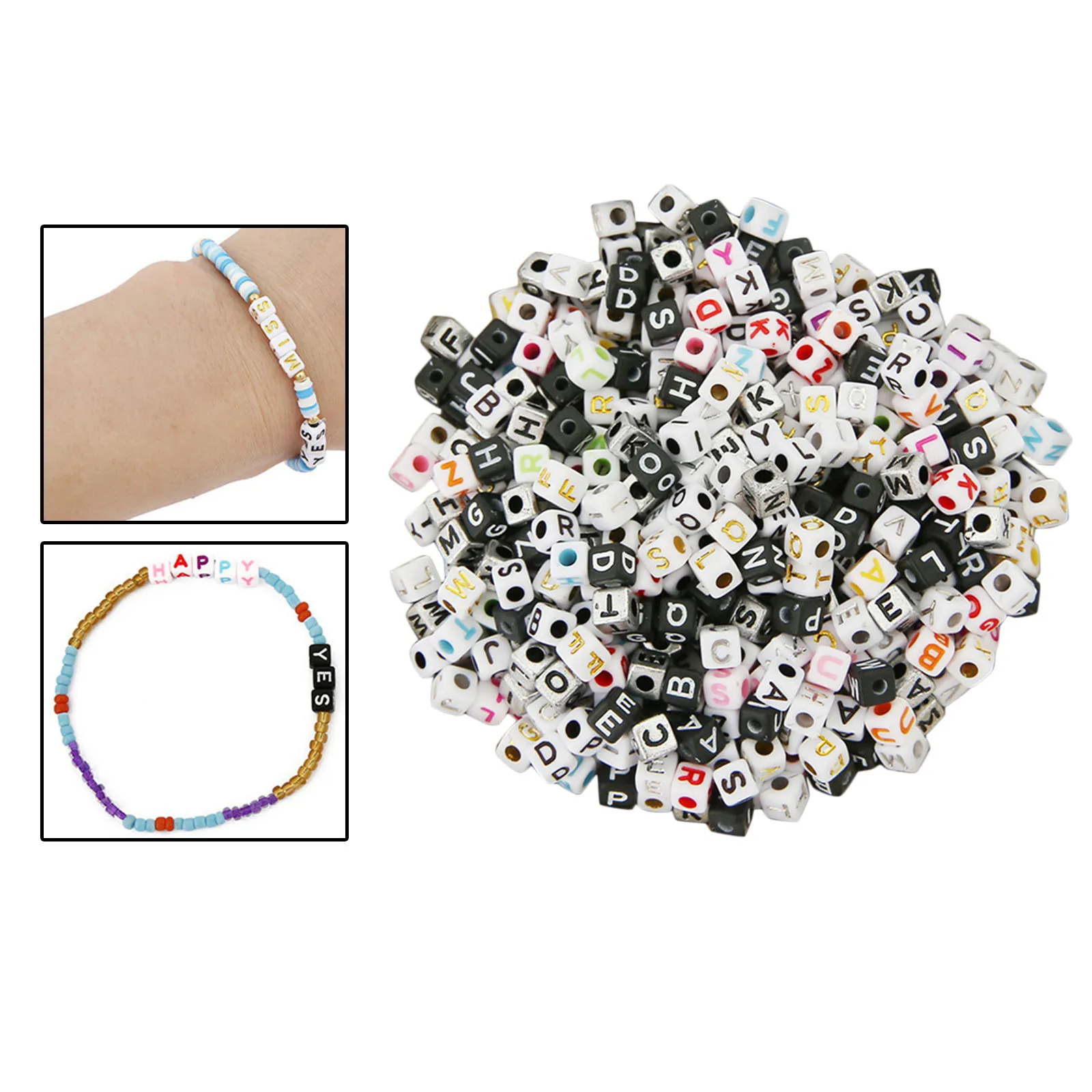 Set of 1200 5mm Sorted Cube Acrylic A-Z Alphabet Letters Beads Mixed DIY Handmade | Украшения и аксессуары