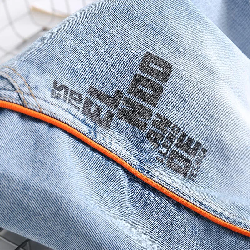 

Kids Fashion Teen Boys Summer Denim Short Jeans Clothes Children Boy Casual Elastic Waist Short Straight Jeans Pants Clothing