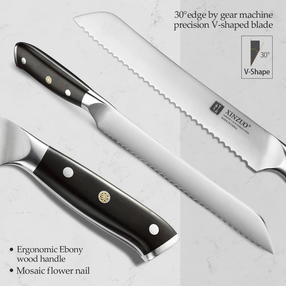 XINZUO 9 ''нож для хлеба с черной ручкой Германия 1 4116 Стальные Кухонные зубчатые