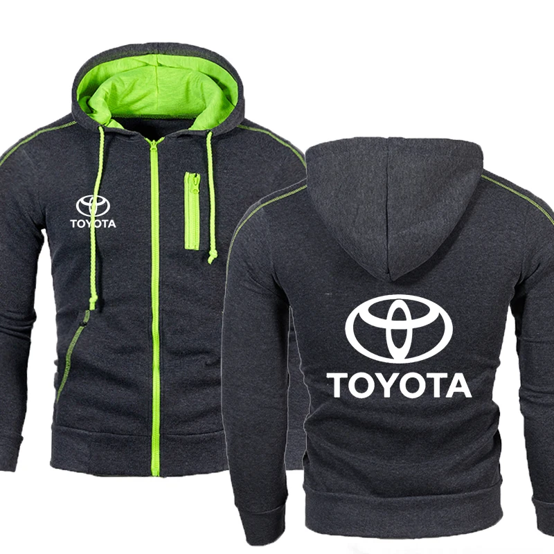 

Men's Hoodies Toyota car logo printing Casual hiphop Harajuku Gradient color Hooded Fleece Sweatshirts zipper Jacket Clothing