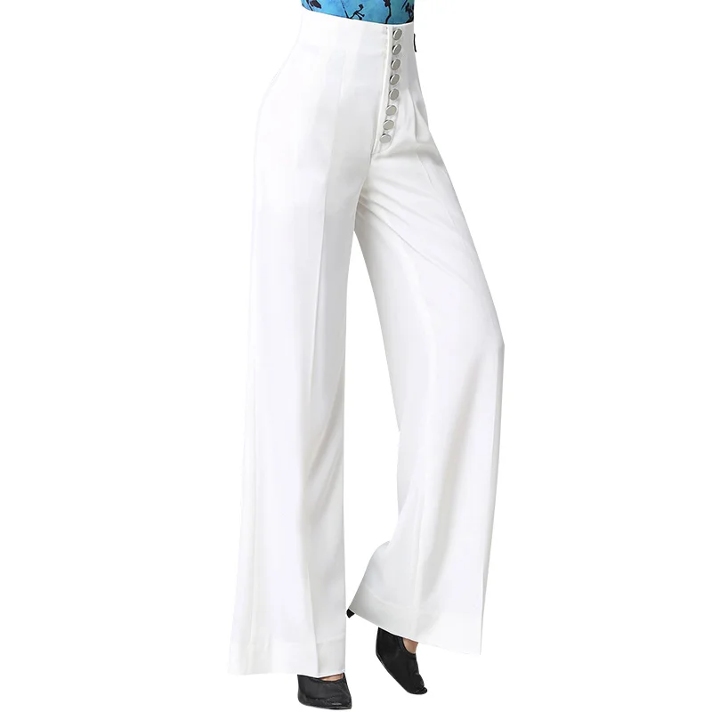 Женские штаны для бальных танцев белые с высокой талией танцев|Бальные танцы| |
