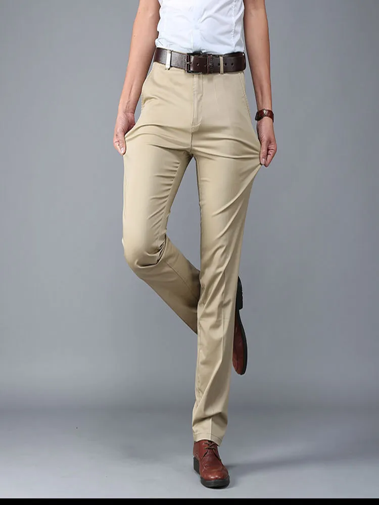 New Brand Casual Pants Men Spring Summer Thin Style Cotton Straight Full Length Trousers Plus Size 29-38 Solid | Мужская одежда