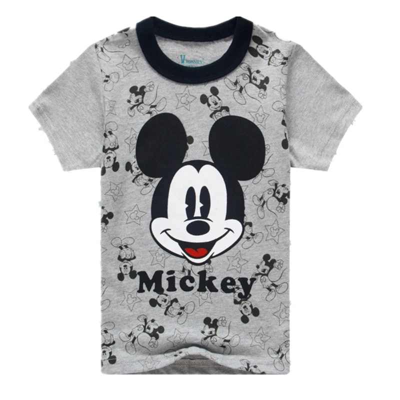 Детская футболка с коротким рукавом и рисунком Микки хлопковые топы для