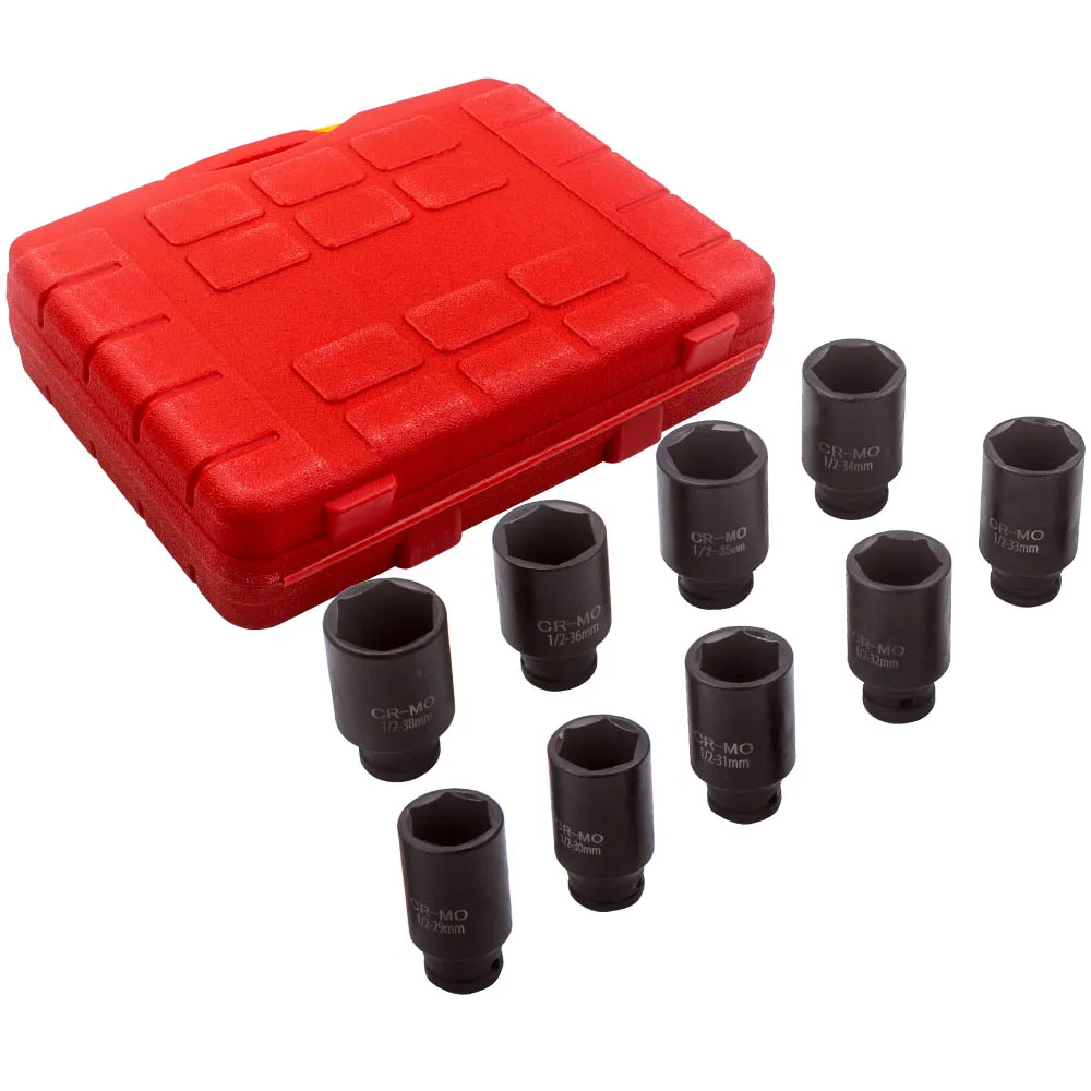 

1/2" Drive Deep Impact Axle Hub Nut Socket Set 29mm 30mm 31mm 32mm-38mm Sockets