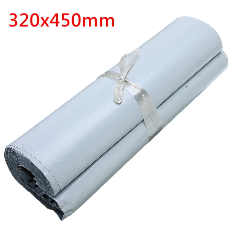 320x450mm white 100 шт./лот, пластиковая сумка-конверт, самоклеющаяся Курьерская сумка для хранения, Пластиковая Сумка-конверт, почтовая отправка, почтовые пакеты - Цвет: 320x450mm white