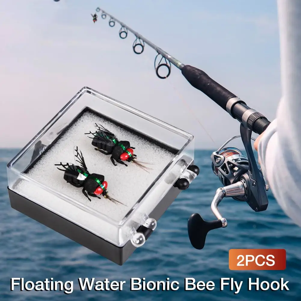 

2PCS Bionic Bee Lures Flies Fishing Hook Buoyancy Artificial Bait Insect Decoy With Super Sharpened Crank Hook